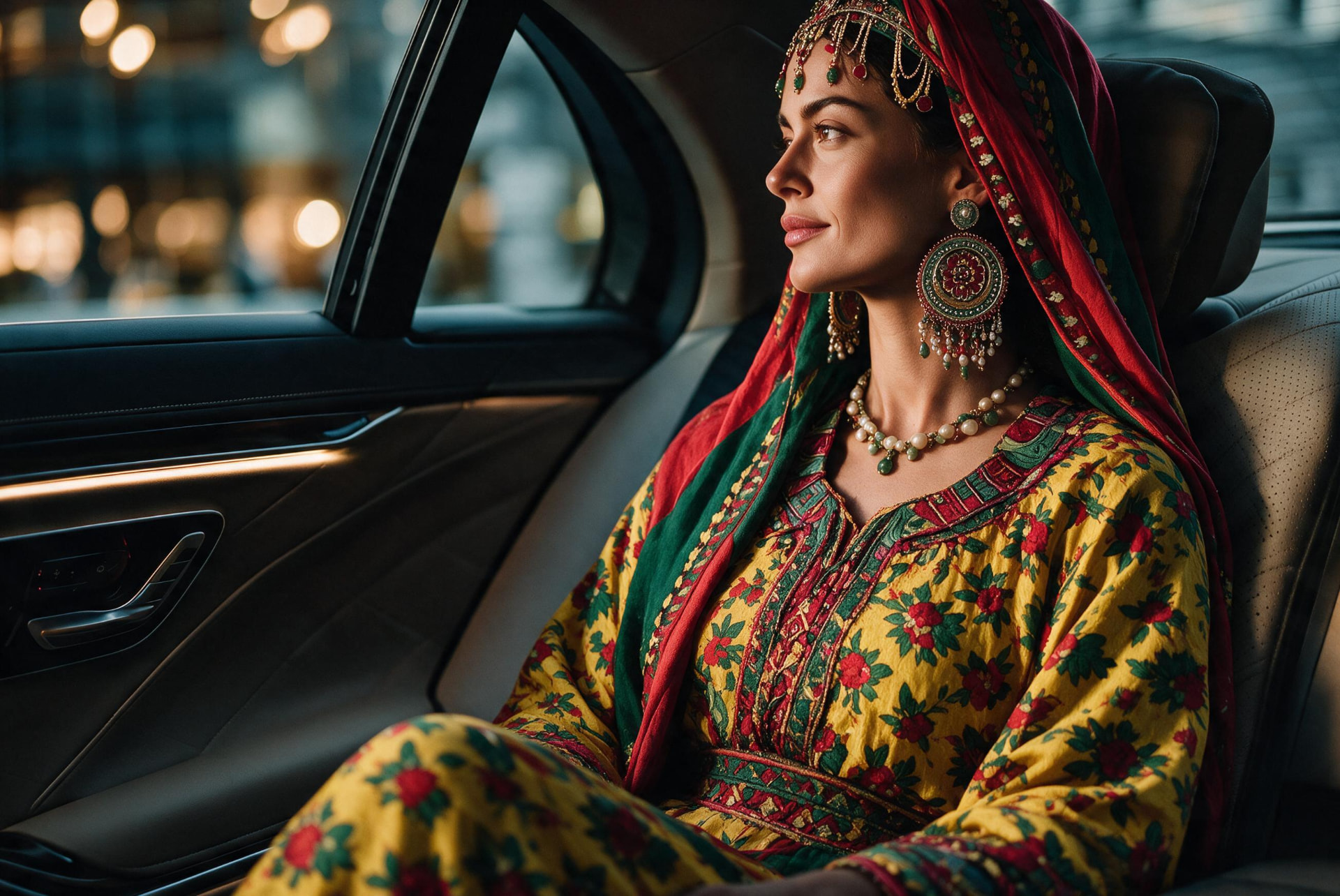 Passenger in a private chauffeur car during an Agadir airport transfer